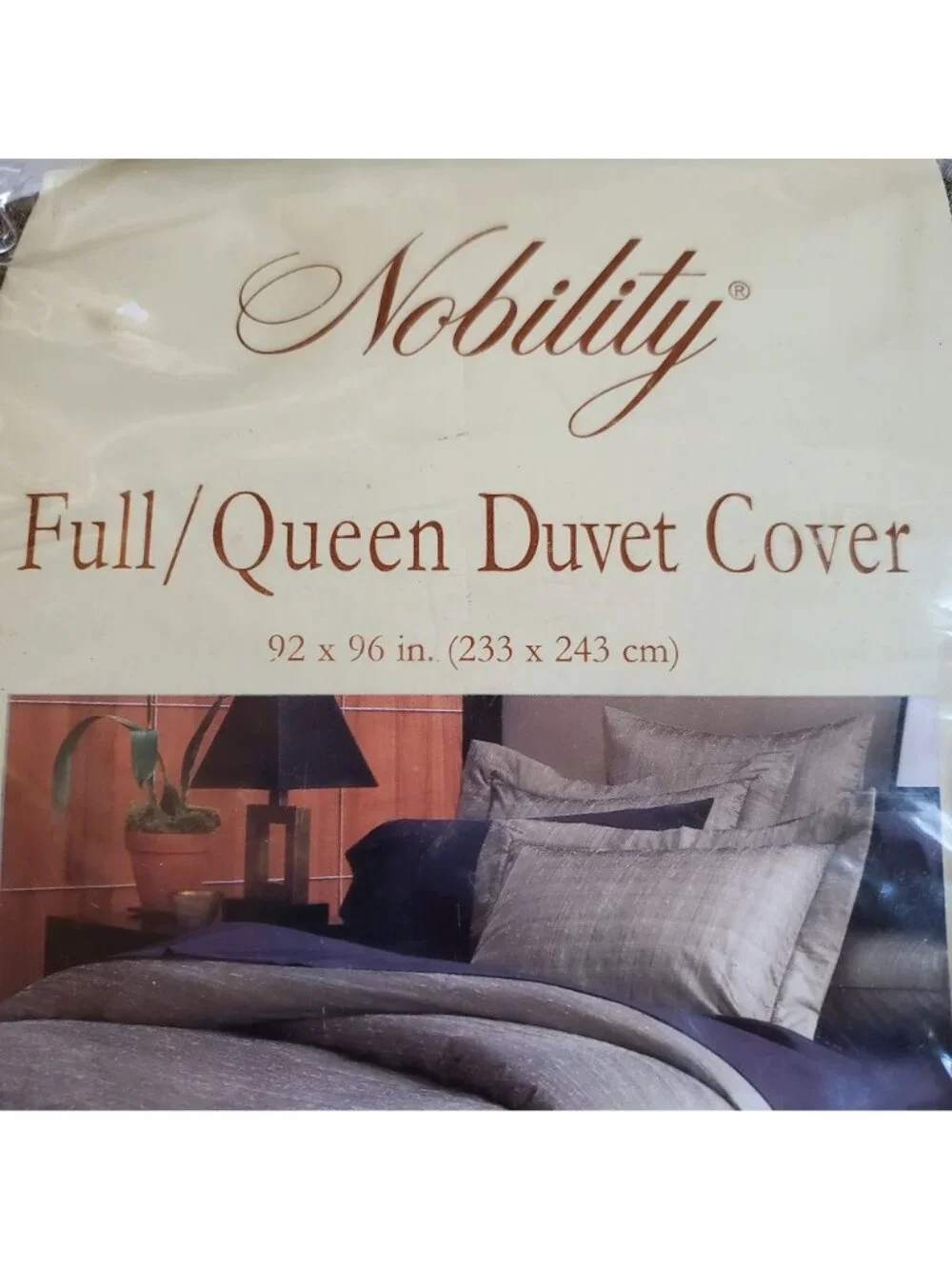 NIP Nobility raw silk blend F/Q duvet cover 92x95 Deep sage-olive green luxury.